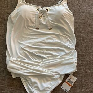 Michael Kors Women's Swim  Tankini W/ Bottom Adjustable Lace-Up  Bathing Suit